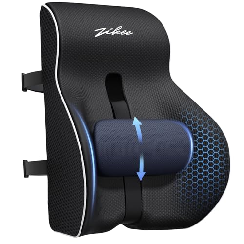 ZIKEE Adjustable Lumbar Support Pillow for Office Chair with Sliding Design for Precise Pain Relief & Support, Ergonomic Lumbar Pillow Improves Posture, Back Support Pillow for Office, Car, Home