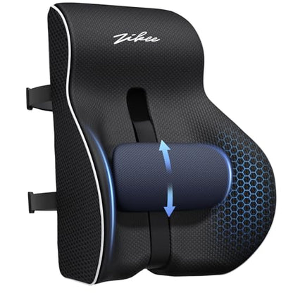 ZIKEE Adjustable Lumbar Support Pillow for Office Chair with Sliding Design for Precise Pain Relief & Support, Ergonomic Lumbar Pillow Improves Posture, Back Support Pillow for Office, Car, Home