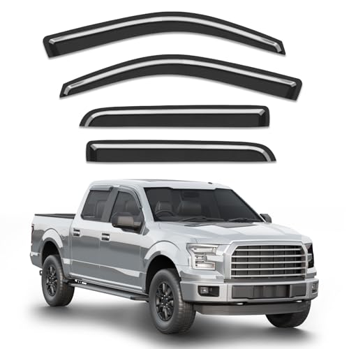 Out-Channel Window Rain Guards Fit for 2009-2014 Ford F150 Crew Cab, Window Visors Vent Visors Vent Shades Wind Deflector for Ford F-150 SVT Raptor SuperCrew Cab 2010-2014 with Thicker 4PCS - size: Fit for 2009-2014 F150 SuperCrew