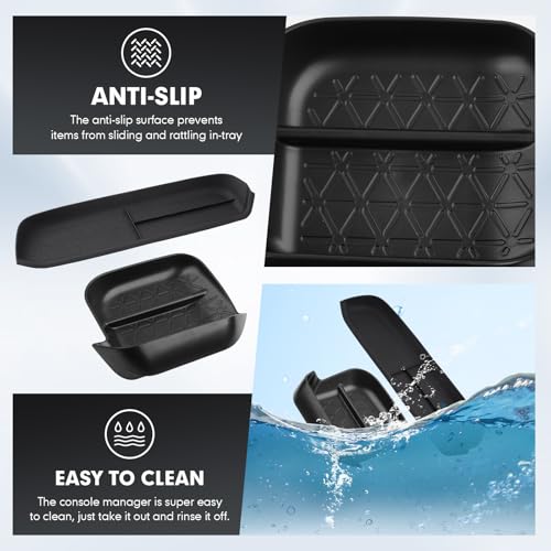 Autorder 2PCS Center Console Organizer for 2019-2025 Toyota RAV4 Accessories ABS Driver Drawer Storage Box Silicone Glove Box Organizer Center Console Insert Tray with Anti-Slip Surface - size: 2019-2025 Toyota RAV4 2PCS