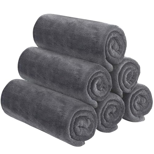SINLAND Microfiber Gym Towels Super Absorbent Compact Travel Workout Towel Quick Dry Camping Sweat Towel for Sports Beach Swimming Backpacking Hiking and Yoga Men Women 16 Inch X 32 Inch - color: Greyx6