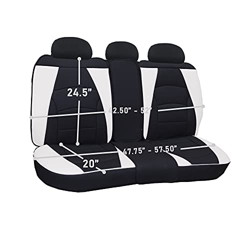 FH Group Ultra Comfort Highest Grade Faux Leather Full Set Cushion Pads Car Seat Covers for Front and Rear– Universal Fit for Cars Trucks & SUVs (White/Black) - color: White, style: Full Set