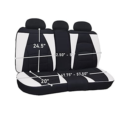 FH Group Ultra Comfort Highest Grade Faux Leather Full Set Cushion Pads Car Seat Covers for Front and Rear– Universal Fit for Cars Trucks & SUVs (White/Black) - color: White, style: Full Set