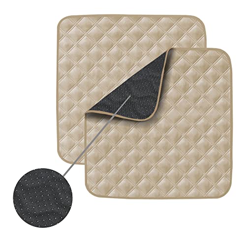 Non-Slip Absorbent Washable Incontinence Pad underpad Seat 4-Layer Design Chair Absorbent Pads Protection - for Seniors, Adult, Children, or Pet Underpad Protection - Set of 2 (Beige, 21" L x 22" W) - color: Beige