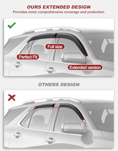 Outside-Mount Window Rain Guards Fit for 2018-2024 Chevy Equinox Extra Durable Window Visors Wind Deflector Dark Smoke Vent Shades Car Tape-on with Thicker 4PCS - size: Fit for 2018-2024 Chevy Equinox