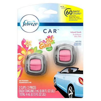 Febreze Gain Island Fresh Scent Car Air Freshener 0.06 oz Liquid 2 pk - size: 1 Count (Pack of 8)