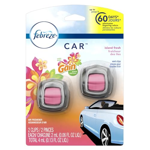 Febreze Gain Island Fresh Scent Car Air Freshener 0.06 oz Liquid 2 pk - size: 1 Count (Pack of 8)