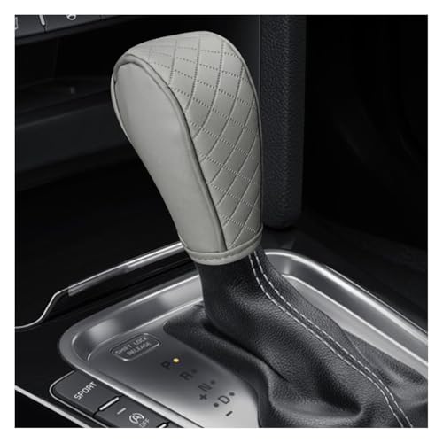 Leather Car Gear Shift Knob Cover, Anti-Slip Breathable Car Shifter Lever Cover, Automatic Shift Knob Handle Protector, Universal Auto Interior Decorative Accessory for Sedan, Truck (Grey) - color: Gray