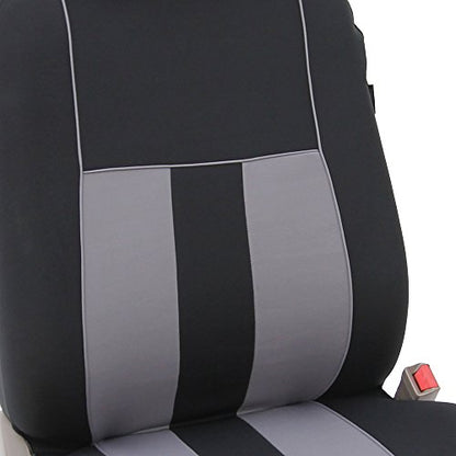 FH Group Three Row Striking Striped Full Set Car Seat Covers, Airbag Compatible & Split Ready – Universal Fit for Cars Trucks & SUVs Gray - color: Gray, size: 3 Row/7 Seater