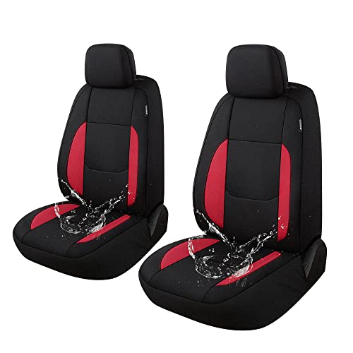 Pariitadin Waterproof Car Seat Covers 2 Front Seats, Neoprene Seat Covers for Cars, Universal Fit Interior Covers for Most Cars Sedan Van Truck SUV(Black/Red) - color: Black/Red, size: Front Set
