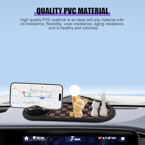 Multifunctional Car Anti-Slip Pad, 3 in 1 Rotatable Non-Slip Vehicle Dashboard Mat with Phone Holder & Temporary Parking Number, Dash Storage Pad for Key Gadget, Universal Fit (Brown/Black) - color: Brown/Black
