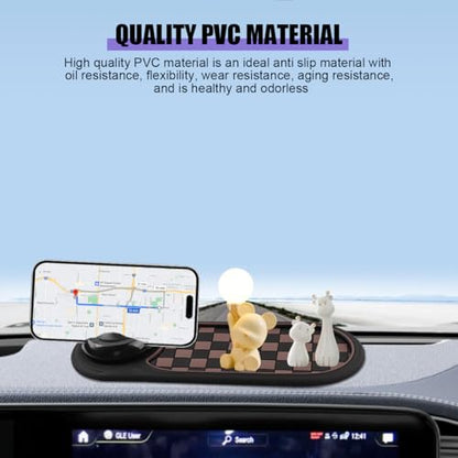 Multifunctional Car Anti-Slip Pad, 3 in 1 Rotatable Non-Slip Vehicle Dashboard Mat with Phone Holder & Temporary Parking Number, Dash Storage Pad for Key Gadget, Universal Fit (Brown/Black) - color: Brown/Black