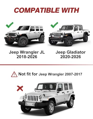 6pcs Outside-Mount Window Rain Guards Fit for 2018-2026 Jeep Wrangler JL/2020-2026 Jeep Gladiator, Extra Durable Window Visors Wind Deflector Dark Smoke Vent Shades Car Tape-on with Thicker - size: Fit for 2018-2026 Wrangler JL/2020-2026 Gladiator