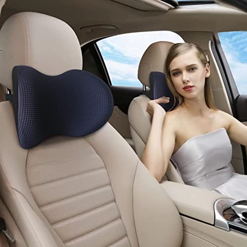Really Cushiony Car Headrest Pillow, Car Pillow for Driving Seat with Adjustable Strap, Breathable Removable Cover & Ergonomic Design - Softness Office Travel Car Neck Pillow(Purple, 1PC) - color: Purple