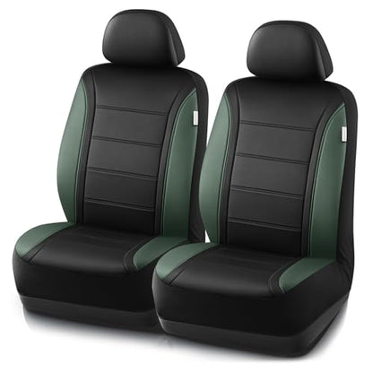 Road Comforts Leather Seat Covers, Breathable Car Seat Covers Front Seat for Men,Airbag Compatible, Automotive Seat Covers Set Universal Fit Most Cars,Vans,Truck,SUV - color: Green Front