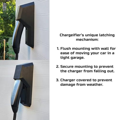 Chargeifier Tesla Charging Cable Organizer with Latch use w/Model S Model 3 Model X Model Y w/Mobile Connector Bracket-Automotive Accessories (Charger and Mobile Connector Holder)