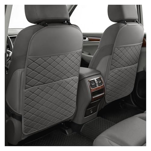 Seat Back Protectors for Kids, Car Kick Mats for Back of Front Seats with Large Pocket Organizer, Waterproof, Protects Against Dirt, Scuffs & Scratches, Fits Most Vehicles, 2PCS (Gray) - color: Gray