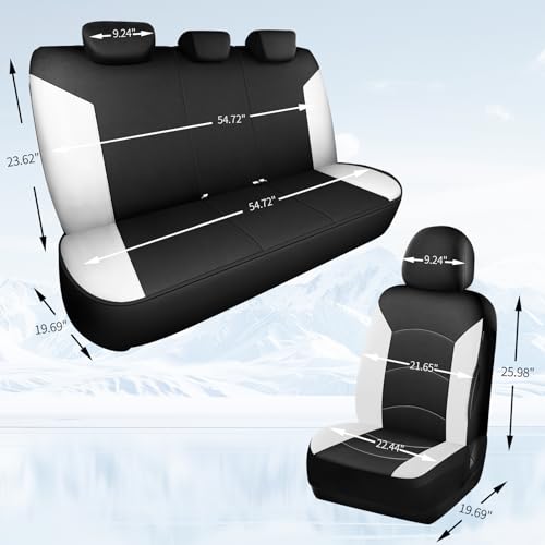 HChengkikz Car Seat Covers Full Set, Waterproof Neoprene Car Seat Covers, Airbag Compatible, All Season Protection Universal Fit Most Cars, Trucks, SUVs (Black + White) - color: Black White, size: Full Set