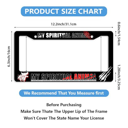 Spiritual Animal License Plate Frame Fierce Wolf Wild Spirit Energy Personalise Stainless Steel Funny Design Compatible with Standard License Plate Holder for USA and Canada 6.3 x 12.2 in - color: Spiritual Animal, size: 6.3 X 12.2 In-1PC