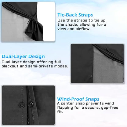 Car Window Shades, 2 Packs Magnetic car Sun Shade for Baby, Double Layers Magnetic Design for Full Covers/Half Shade Options, Window Curtains for Heat/UV Protection Sun Block Covers - color: Black