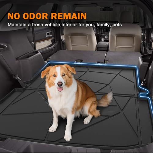 KUST Trunk Cargo Mat for 2011-2019 Ford Explorer, Rear Cargo Trunk Liner for Explorer Accessories All Weather Protection TPE Rubber Raised Edge - style: Explorer 2011-2019 │ Trunk Mat
