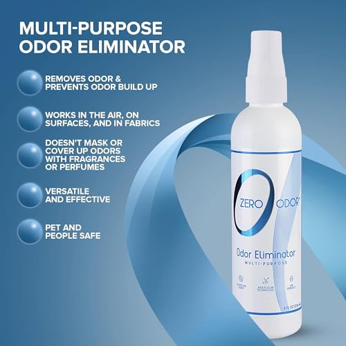 Zero Odor Multi-Purpose Odor Eliminator - Eliminate Air & Surface Odor – Patented Technology Best for Bathroom, Kitchen, Fabric, Closet- Smell Great Again, 8oz (Over 1000 Sprays) - size: 8 Fl Oz (Pack of 1)