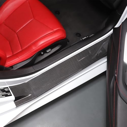 for C8 Corvette Dry Carbon Fiber Door Edge Guards Door Sill Protector Accessories Compatible with Corvette C8 2020-2025 Inner Door Protector Anti-Collision Edge Guards (Black)