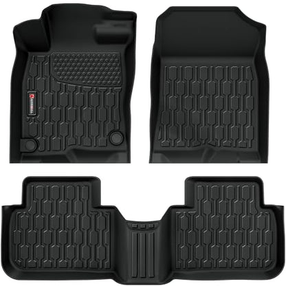 Floor Mats Compatible with Honda Civic 2022-2025 2026 (Fits Rear Seats with or Without USB Ports) | for Acura Integra 2023-2025, All Weather TPE Floor Liners, Custom Fit Car mats, 1st & 2nd Row, Black - style: Honda Civic 2022-2025 2026
