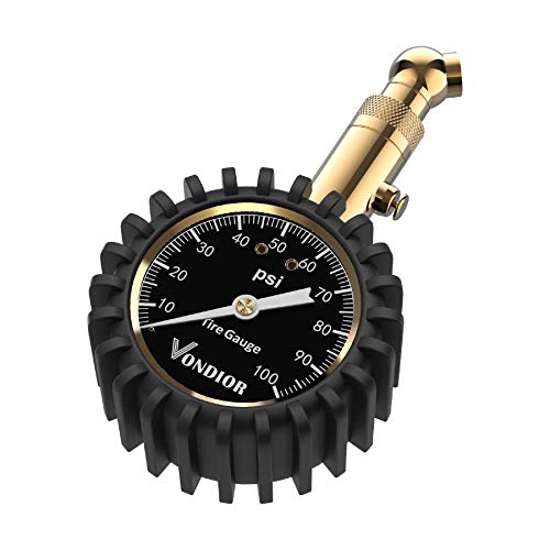 Vondior Tire Pressure Gauge (0-100 PSI) Certified ANSI Accurate with Large 2 Inch Easy to Read Glow Dial, Low - High Air Pressure Gauge. Tire Gauge for Car and Trucks Tires - color: Black Tire Gauge w/o‌ Tube, size: 0-100 PSI