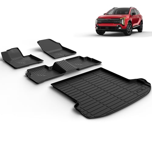 Floor Mats & Cargo Liner for 2026 Kia Sportage(Not Fit Hybrid) All Weather Car Mats Trunk Mat Kia Sportage Floor Mats Accessories Black - style: 9)For Kia Sportage 2026 Floor Mats