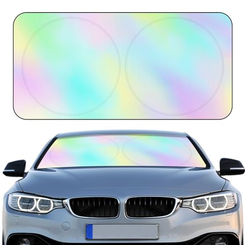 Windshield Sun Shade Foldable Car Front Window Covers for Car Accessories Sun Heat UV Rays Visor Protector Protection for Universal Cars SUV Truck (Rainbow) - style: Rainbow