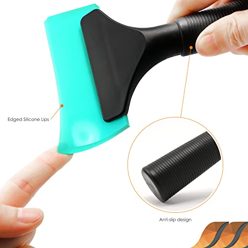 EHDIS Small Squeegee 5 inch Rubber Window Tint Windshield Scraper for Car,Glass, Mirror, Shower, Door,Bathroom Cleaning (Light Blue) - color: Light Blue