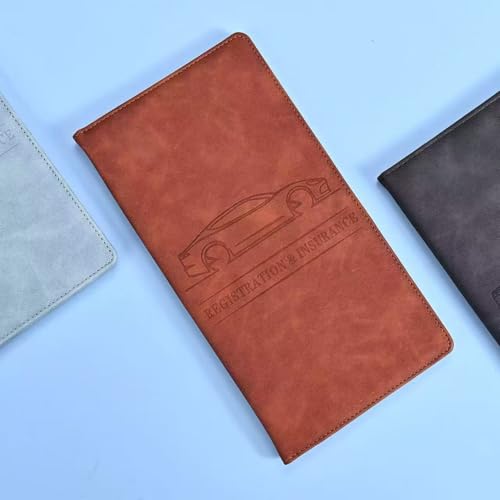 Car Accessories Registration and Insurance Holder,Leather Essential Card Magnetic Shut Vehicle Glove Box Organizer Case for Auto Driver License Document Truck Motorcycle Boat Men Women-Brown - color: Brown-1pack