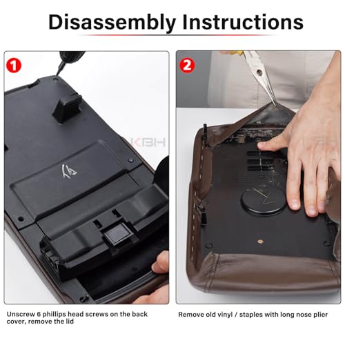KBH Center Console Armrest Cover Replacement for Toyota Avalon 2013 2014 2015 2016 2017 2018, Vinyl Leather, Car Arm Rest Lid Skin Upholstery, Anti-Scratch, Brown (Without Lid) - color: Brown, size: Center Console Cover Replacement