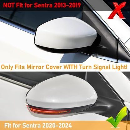 Moonlinks Compatible with Nissan Sentra 2020 2021 2022 2023 2024 Side Mirror Cover Replacement, Pearl White Right Passenger Side Clip-on Mirror Cap for Sentra S/SR/SV/Sense/Advance/Exclusive - color: Right Pearl White