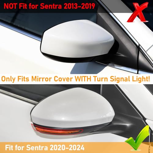 Moonlinks Compatible with Nissan Sentra 2020 2021 2022 2023 2024 Side Mirror Cover Replacement, Pearl White Right Passenger Side Clip-on Mirror Cap for Sentra S/SR/SV/Sense/Advance/Exclusive - color: Right Pearl White