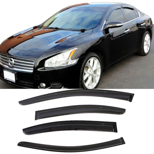 Side Window Deflector Visor Rain Guard fit for 2009-2015 Nissan Maxima,4pcs Outside Mount Tape-on Shatterproof Dark Smoke Window Shades 94100 - size: 2009-2015 Maxima