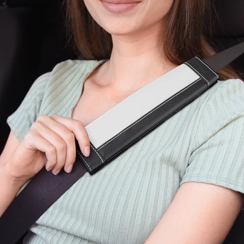 SEG Direct Black and White Seat Belt Pads Pack of 2 - color: White