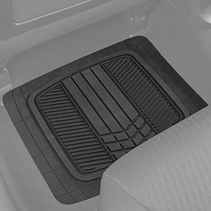 BDK 3-Piece Gray Rubber Floor Mats (Front + Rear), Heavy Duty Universal Fit Liners for Cars SUVs Trucks Vans, All Weather Protection Anti-Slip Nibs, Flexible Contours Fits Most Vehicles