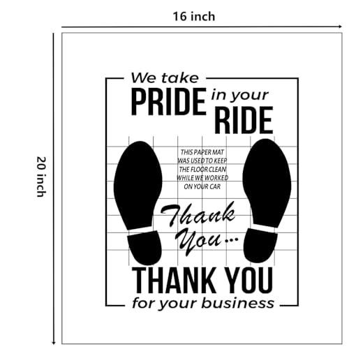 White Car Paper Floor Mats,50Pcs Vehicles Disposable Floor Pads,Temporary Cars Floor Protector,Automotive Mat Covers Protector,Detailing Detail Wash,Temporary Sticky 16x20inch