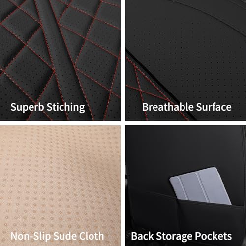 Automotive Seat Covers Universal Fit for Cars, SUV, Sedans, Anti-Slip Breathable (Black Redline, Front Seat) - color: Black Redline, size: Front Seat