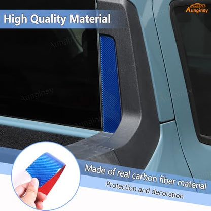 Aunginsy Rear Glass Side Anti-Scratch Cover Trim Compatible with Ford Maverick 2022-2025, Carbon Fiber Pickup Truck Rear Bucket Slot Side Anti-Scratch Cover Protective Pad Sticker Exterior Accessories - color: Blue