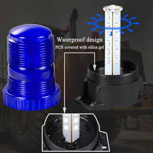 WOWTOU Rooftop Magnetic LED Blue Strobe Lights for Volunteer Firefighter Vehicles Police Cars POV Trucks Forklift, 12V 24V Safety Warning Flasher Emergency Flashing Beacon - color: Blue