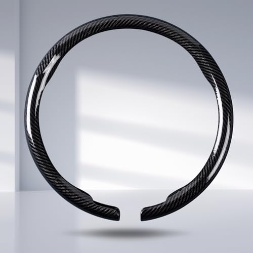 Car Steering Wheel Cover Carbon Fiber Snap On Steering Wheel Accessories Wrap 14.5-15 inch Universal Grip Anti-Skid Protector, Glossy Black - color: A Glossy Black