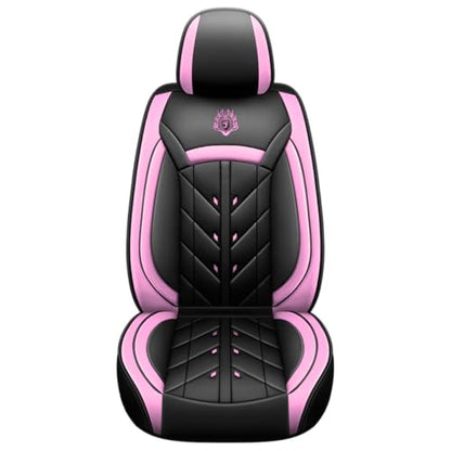 Car Seat Cover 5-Seats Full Set Universal fit, Suitable for Most Cars, SUV, Airbags Compatible with Synthetic Leather Car Seat Cushion Protectors(Black & Pink) - color: Black & Pink