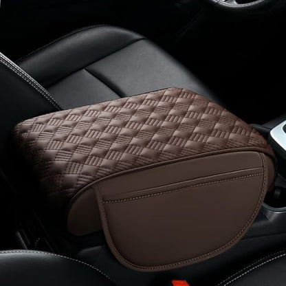 wuyaoyao Car Center Console Cover, 12.2"×8.27"×1.97" Leather Center Console Protector, Auto Armrest Pad with 2 Storage Pocket, Universal Armrest Cover Cushion for Most Cars, Trucks, SUVs (Coffee) - color: Coffee