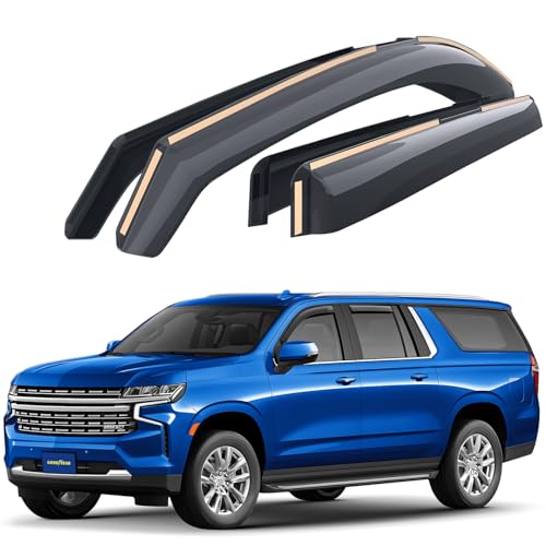 Goodyear Shatterproof Window Deflectors for Chevrolet (Chevy) Suburban 2021-2026, Rain Guards, Window Visors for Cars, Vent Deflector, Car Accessories, 4 pcs - GY007888 - color: For Suburban 21-26