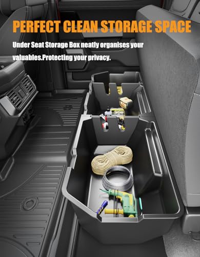 KINGGERI Under Seat Storage Boxes - Compatible with 2006-2026 Honda Ridgeline Crew Cab, Heavy Duty Upgraded Rear Under Back Seat Storage Truck Cargo Black Tool Box Organizer - size: Compatible with 2006-2026 Honda Ridgeline