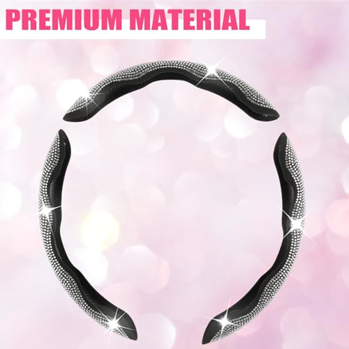 West Llama Diamond Bling Car Steering Wheel Cover with Crystal Rhinestones,3PCS Segmented Steering Wheel Protector,Universal for 99% Cars for Women(Black with White Diamond) - color: Black with White Diamond Rhinestones