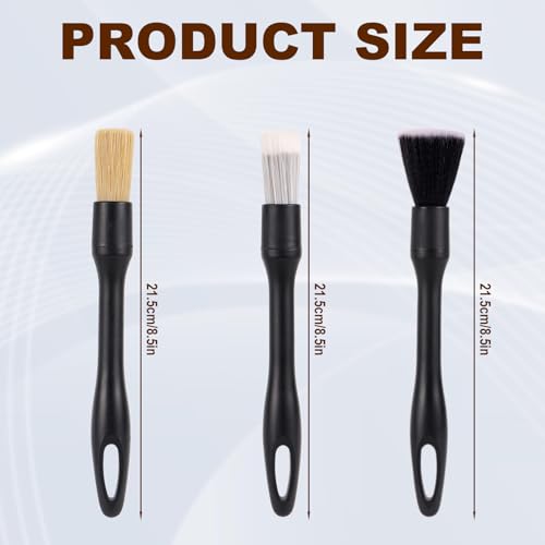 6pcs Car Detailing Brush Set, Soft Medium and Hard Bristle Automotive Cleaning Brushes Multi-Use Car Interior Detail Dust Brush Tools for Auto Truck SUV RV Motorcycle Leather Exterior